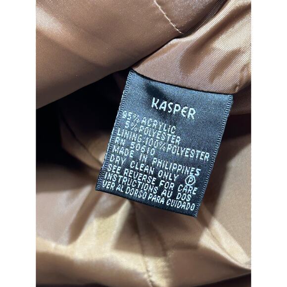 Women's Kasper Tweed Brown Suit Lined Jacket Size Small Excellent Condition - Picture 4 of 8